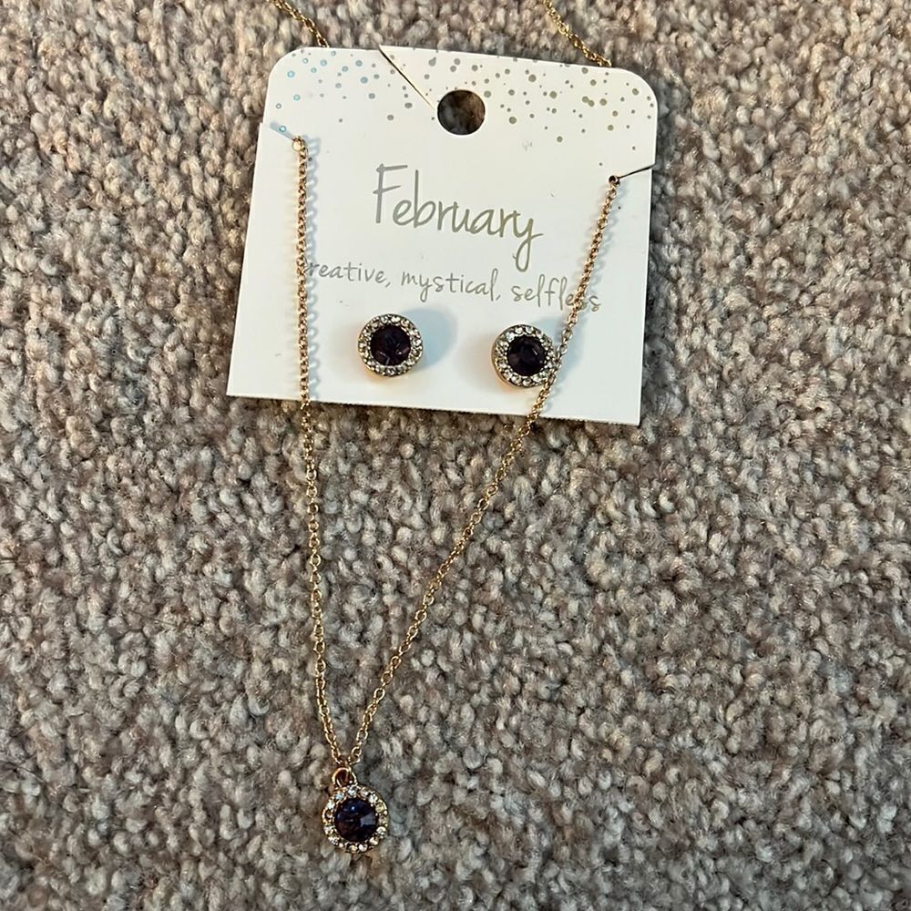 Charming Charlie birthstone necklace and earring set